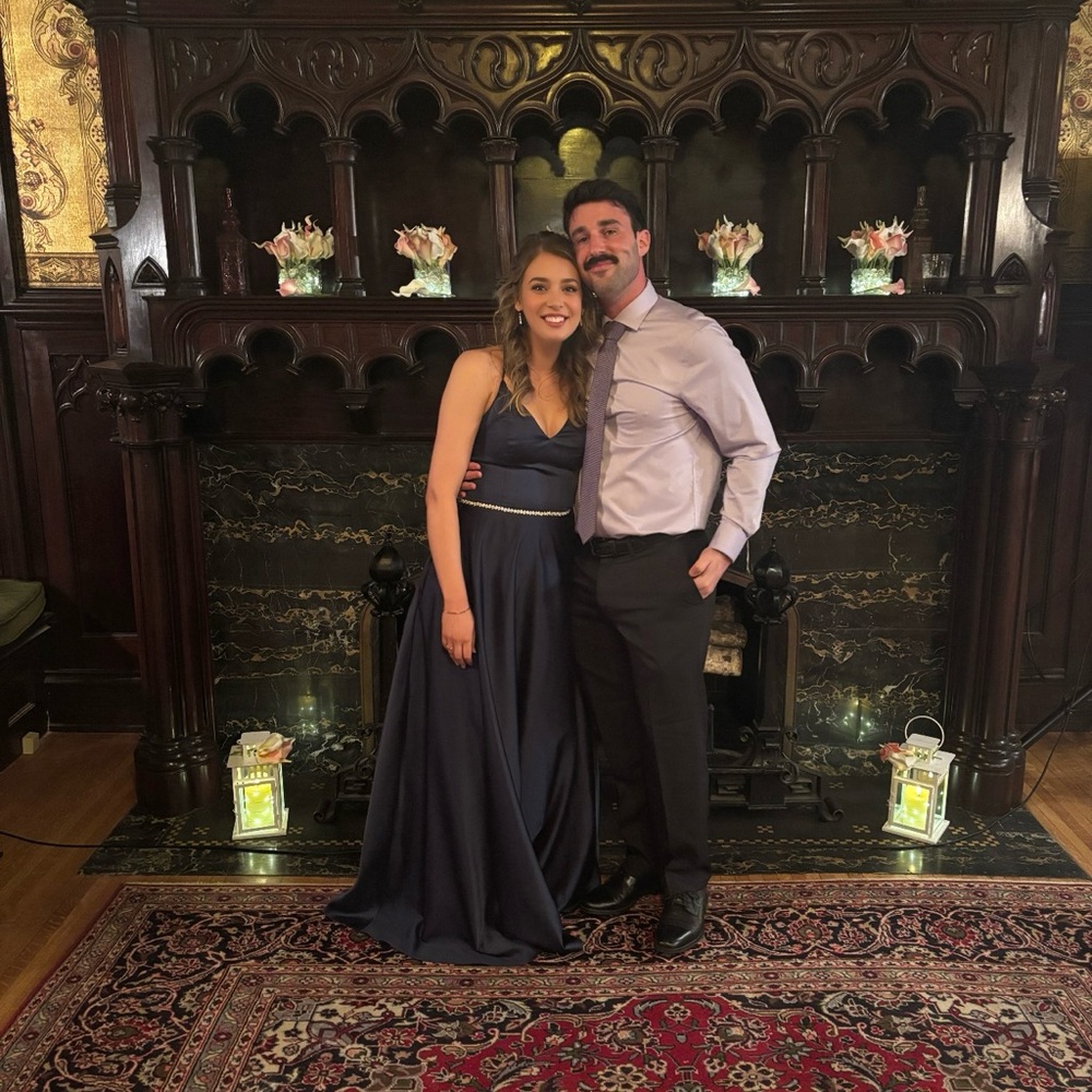 Elegant Navy Blue Evening Gown